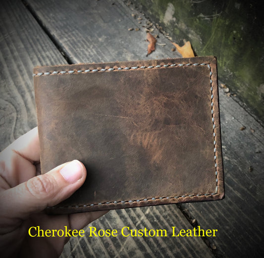 Handmade Oil Tanned Leather Bifold Wallet | Custom Men's Wallet