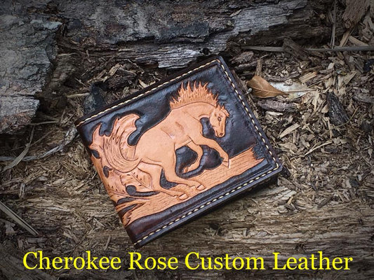 Custom Hand Carved Leather Bifold Wallet – Handmade Personalized Wallet