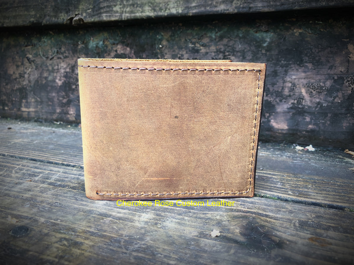 Handmade Oil Tanned Leather Bifold Wallet | Custom Men's Wallet