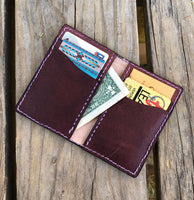 Vertical Fold Leather Card Wallet Painted Daisy Flower