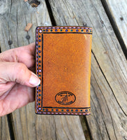 Vertical Fold Leather Card Wallet Painted Daisy Flower