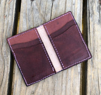 Vertical Fold Leather Card Wallet Painted Daisy Flower