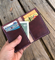 Vertical Fold Leather Card Wallet Painted Daisy Flower