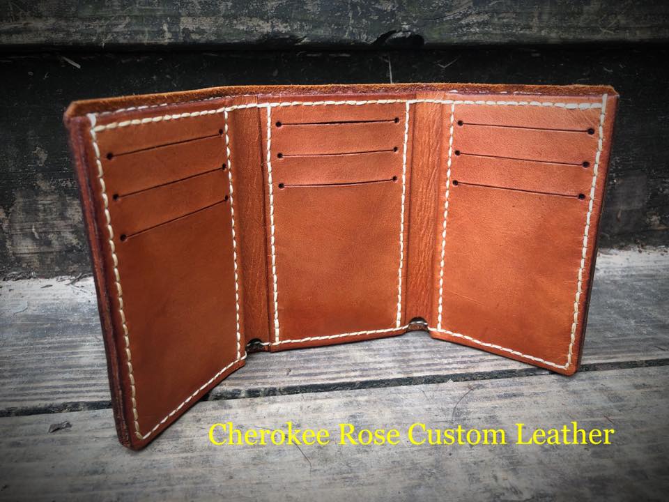 Handmade Oil Tanned Leather Trifold Wallet | Custom Men's Wallet