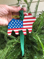 Hand Painted USA Flag Show Hog Key Chain