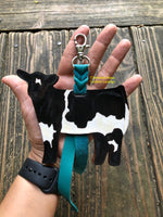 Hand Painted Black and White Club Calf Key Chain
