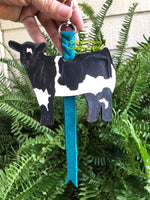 Hand Painted Black and White Club Calf Key Chain