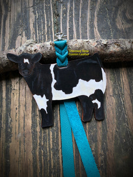 Hand Painted Black and White Club Calf Key Chain