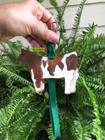 Hand Painted Brown and White Show Heifer Key Chain