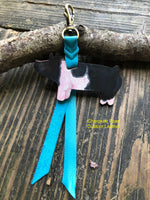 Hand Painted Black and White Show Pig Key Chain