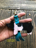 Hand Painted Black and White Show Pig Key Chain