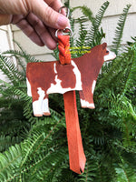 Hand Painted Red and White Show Steer Key Chain