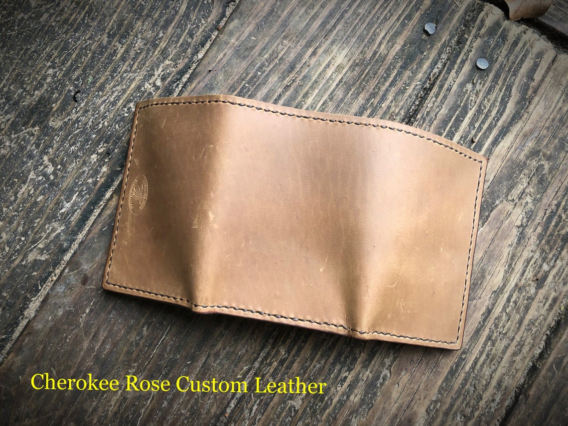 Handmade Oil Tanned Leather Trifold Wallet | Custom Men's Wallet