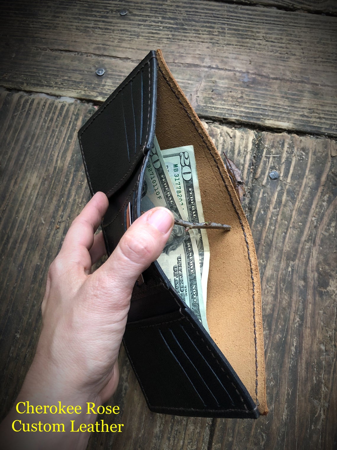 Custom Stamped Leather Trifold Wallet – Handmade Men's Wallet