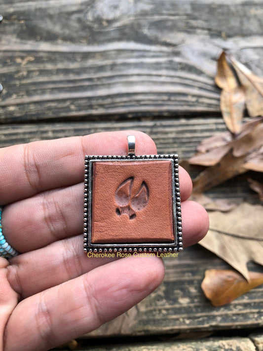 Deer Track Leather Pendant Necklace