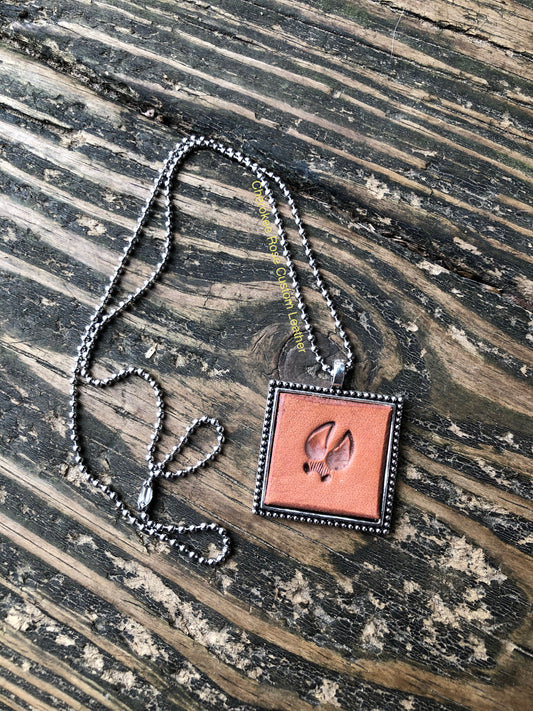Deer Track Leather Pendant Necklace