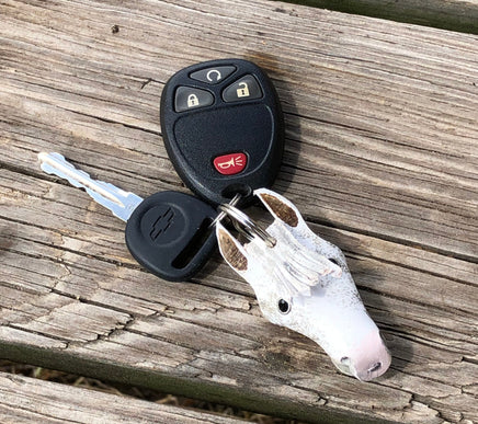 Hand Painted Flea Bitten Gray Horse Head Leather Keychain