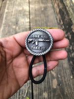 Gunmetal 'Come and Take It'  Concho Hair Tie - Peyote Rose