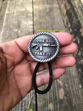 Gunmetal 'Come and Take It'  Concho Hair Tie - Peyote Rose