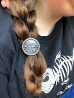 Gunmetal 'Come and Take It'  Concho Hair Tie - Peyote Rose