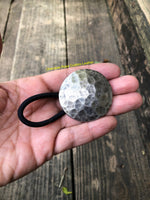 Hammered Gunmetal Gray Concho Hair Tie - Peyote Rose