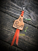 Sunflower & Bees Leather Ear Tag Key Chain