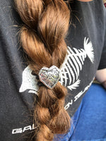 Heart Shaped Thunderbird Concho Hair Tie - Peyote Rose