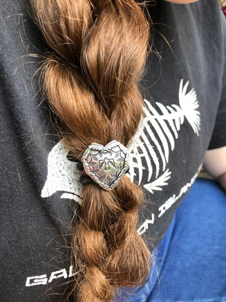 Heart Shaped Thunderbird Concho Hair Tie - Peyote Rose