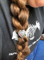 Heart Shaped Thunderbird Concho Hair Tie - Peyote Rose