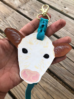 Hand Painted Hereford Calf Head Key Chain
