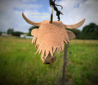 Highland Cow Leather Keychain