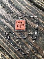 Honey Bee Stamped Leather Pendant Necklace