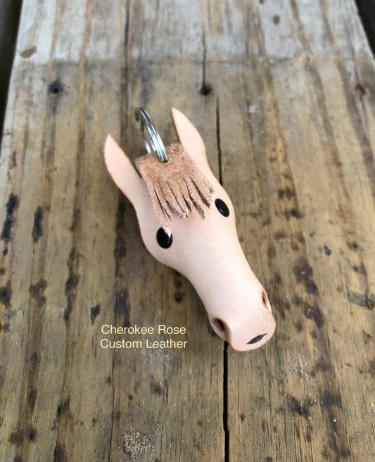 Horse Head Leather Keychain