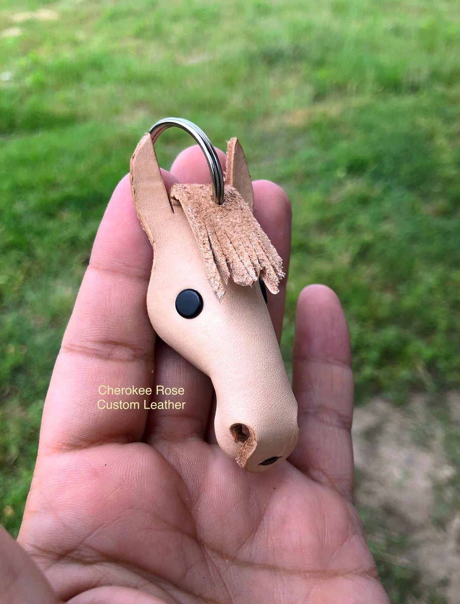 Horse Head Leather Keychain| Cherokee Rose Custom Leather