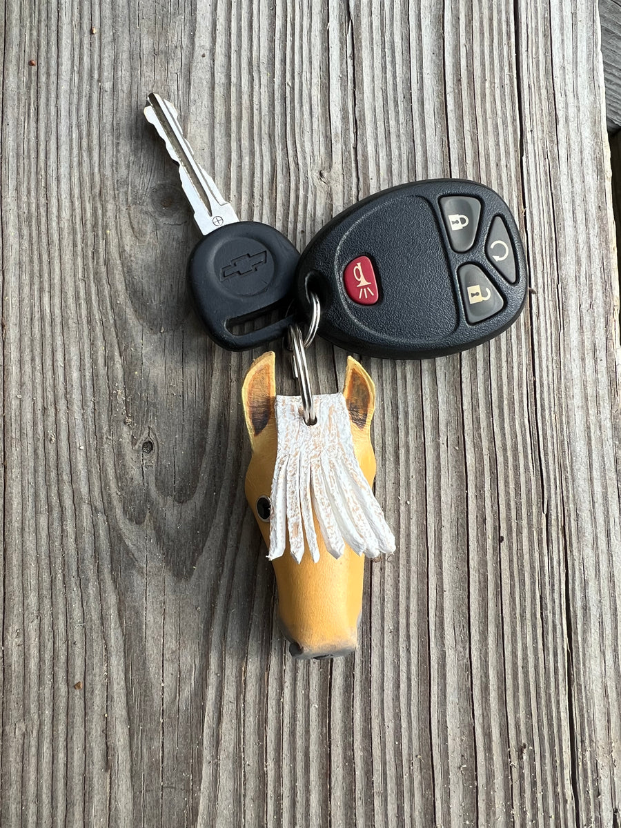 Hand Painted Palomino Horse Head Leather Keychain| Cherokee Rose Custom ...
