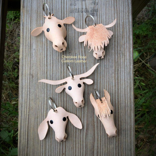 Custom Order~3D Cow Leather Keychain