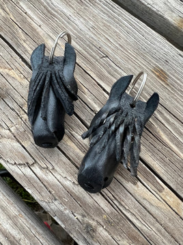 Custom Leather Friesian Horse Head Keychain