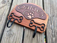 Leather and Wood Dog Leash Holder