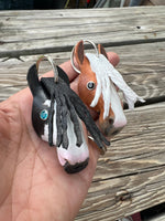 Hand painted Gypsy Vanner Horsehead Leather Keychain
