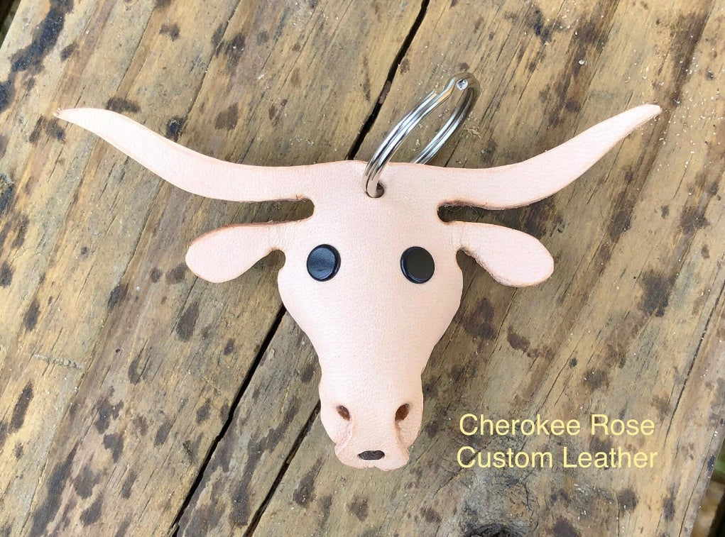 Custom Order~3D Cow Leather Keychain| Cherokee Rose Custom Leather