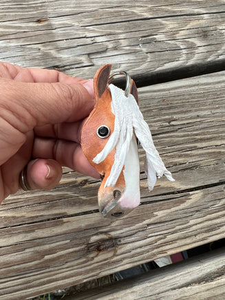 Hand painted Gypsy Vanner Horsehead Leather Keychain