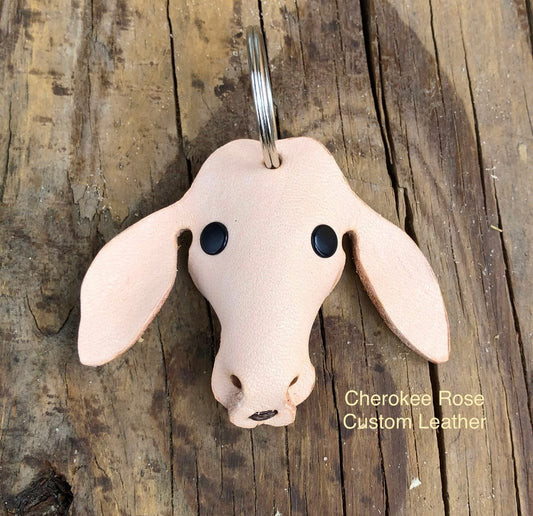 Custom Order~3D Cow Leather Keychain