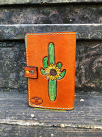 Carved Sunflower and Cactus Spiral Top Memo Pad Holder