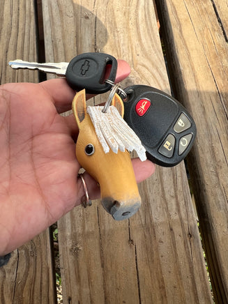 Painted Leather Palomino Horse Head Keychain