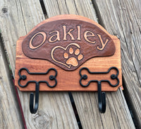 Leather and Wood Dog Leash Holder