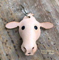 Custom Order~3D Cow Leather Keychain