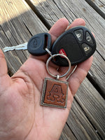 Custom Leather Initial Keychain Letter A