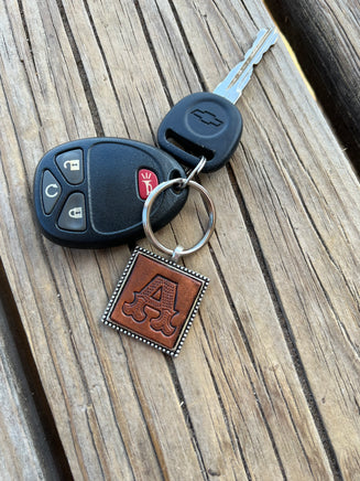 Custom Leather Initial Keychain Letter A