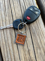 Leather Initial B Keychain