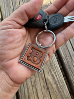 Leather Initial B Keychain